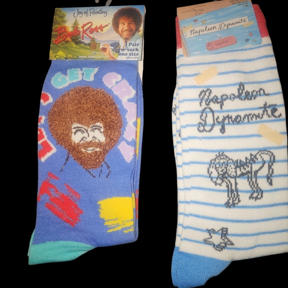 Other - Napoleon Dynamite And Bob Ross Mens Crew Socks Size 6-12